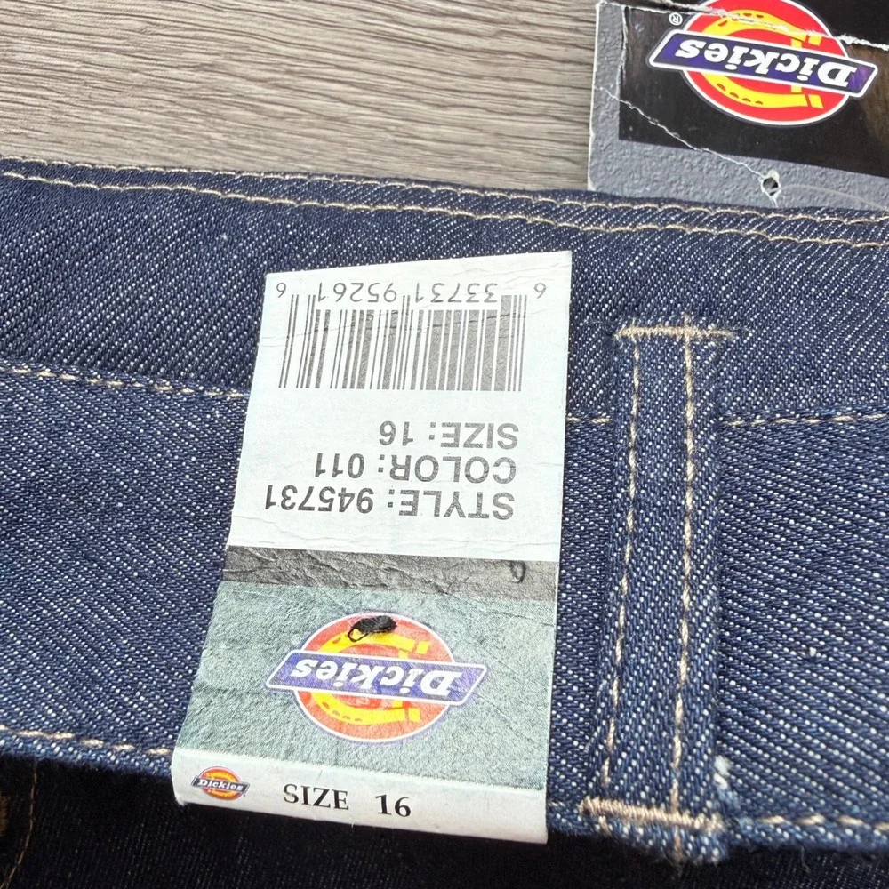 Dickies Workhorse Jeans Raw Indigo Double Knee Straight Leg 945731 Size 16 NWT